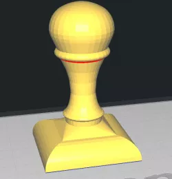 Square stamp handle with extra details.