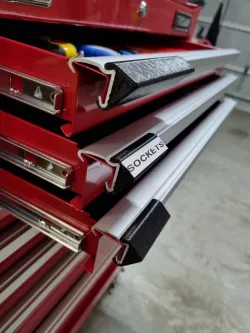 Angled Label Clips for Toolchest Drawer