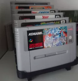 Cartridge display stand for PAL SNES cartridges