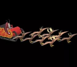 Krampus and his sleigh pulled by 8 medium perytons