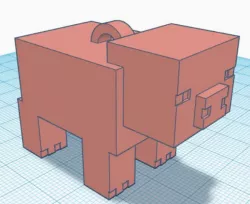 Minecraft Pig w/hook (for backpack/ornament/keys)