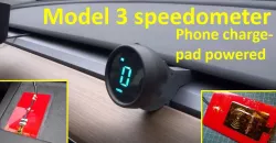 Tesla Model 3 $30 Speedometer; phone charge-pad powered.