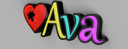 3D Font LED glowing Name Ava