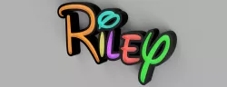 3D Font LED glowing Name Riley