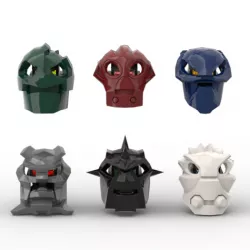 Bionicle heroes inika masks modded with axles