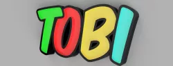 Glowing LED 3D font name Tobi