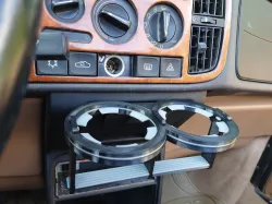 Saab 900 Double Cup Holder with Flaps for Larger Water Bottles Etc.