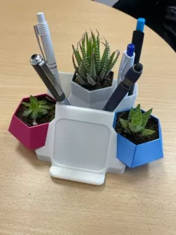 Desk organizer with Hexagon Succulent Planter