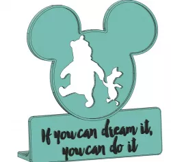 Mickey Pooh and Piglet Decal w/ Optional Stand