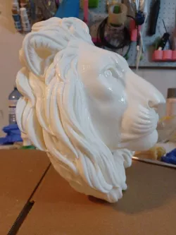 Recumbent Lion Bust with flush back for Walls