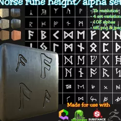 Ancient Norse Rune set Height map Alpha Brushes decals Texture