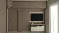 BEDROOM - Bed - Cupboard - TV Panel 3D model