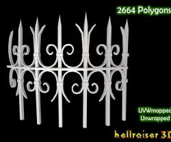 Bent Metal Fence Low-poly  3D model