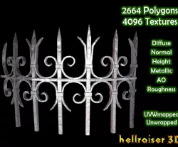 Bent Metal Fence - PBR - Textured Low-poly  3D model