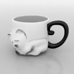 Cat cup Low-poly  3D model