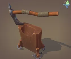 Execution Axe and Chopping block Low-poly  3D model