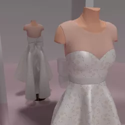 Flower Wedding Dress 3D model