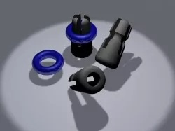 Grommet snap fit clamping wire guide