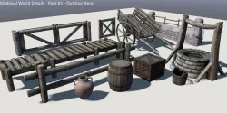 Medieval Details Set 01  OutdoorItems Low-poly  3D model