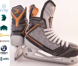 Metal and Plastic Hockey Ice Skate Low-poly  3D model