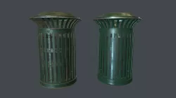 Street Trash Bin PBR Game Ready Low-poly  3D model