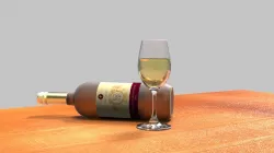 Wine glass and wine bottle