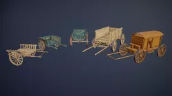 Wooden Carts modular asset pack Low-poly  3D model