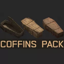 Apocalyptic horror cemetery lowpoly coffins pack Low-poly  3D model