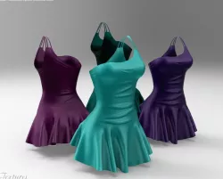 Danika Dress Model With Textures Low-poly  3D model