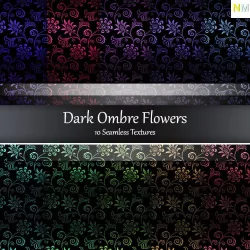 Dark Ombre Flowers Seamless Textures Set Texture