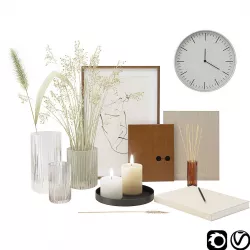 Decorative set with grass and candles 3D model
