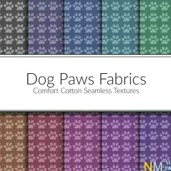 Dog Paws Cotton Fabrics Seamless Textures Set Texture