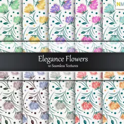 Elegance Flowers Fabrics Seamless Textures Set Texture