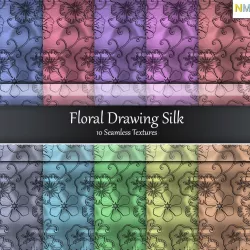 Floral Drawing Silk Seamless Textures Set Texture