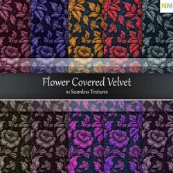 Flower Covered Velvet Seamless Textures Set Texture
