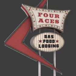 Four Aces Movie Set Sign Low-poly  3D model