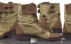 Green and Brown Leather Boots Walking Hiking Low-poly  3D model