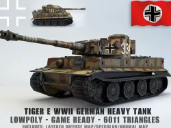 Low Poly Tiger Ausf E heavy tank Low-poly  3D model
