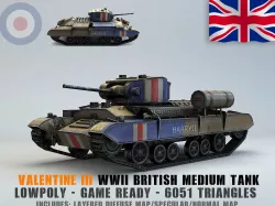 Low Poly Valentine Mk III Infantry Tank Low-poly  3D model