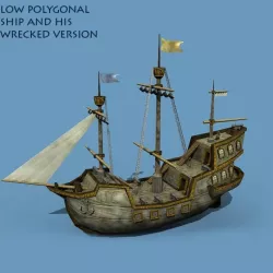 Medieval Sailing Ship 3D model