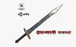 Realistic Low Poly Medieval Sword Low-poly  3D model