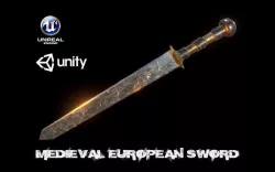 Realistic Medieval Low Poly Sword Low-poly  3D model