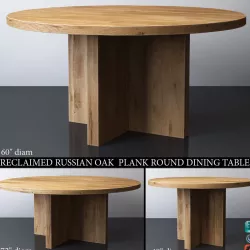 RECLAIMED RUSSIAN OAK PLANK ROUND DINING TABLE 3D model