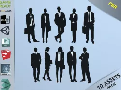Silhouette Busines Pack 1 Low-poly  3D model