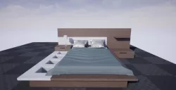 UNREAL ENGINE 4 Bedroom - Bed  and  bedside lamp Cama e Abajur Low-poly  3D model