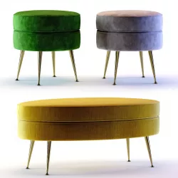 West Elm Pietro Ottomans Low-poly  3D model
