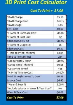 3D Print Cost Calculator