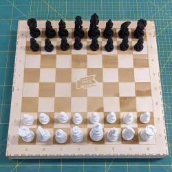 minimalistic chess board with storage boxes
