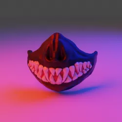 Face mask with teeth in dark fantasy style