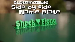 Sweeping side-by-side name plate